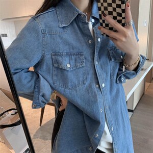 复古牛仔衬衫,女装衬衫,XTZ style