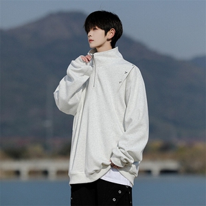 8XL-M星星铆钉半拉链卫衣大码重磅痞帅高街小众立领外套WY5109P58图片
