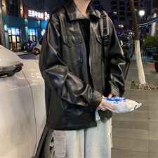 21秋季休闲皮衣男机车复古帅气韩版宽松翻领外套潮夹克PY100-p65,男装皮衣,星座1008-1