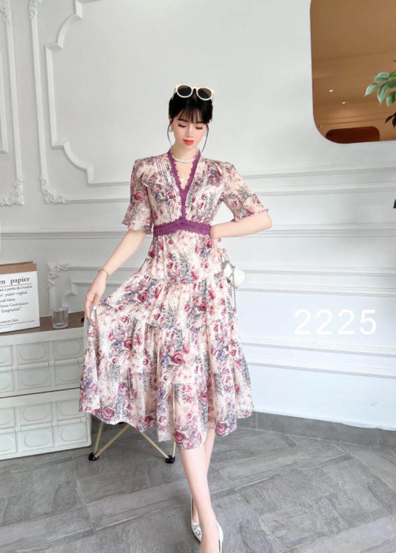 【现货】2022夏季新款韩版碎花雪纺连衣裙，女装连衣裙，珍·洛曼