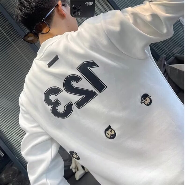 秋季新款卫衣男潮牌时尚数字印花长袖上衣百搭休闲加绒打底衫男装,男装T恤,星座506A