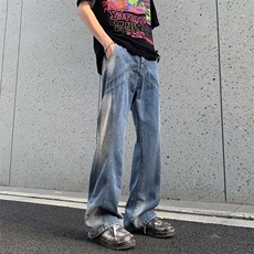 夏季薄款水洗牛仔裤做旧复古宽松休闲新款微喇裤，男装牛仔裤，星座410-6（原星座1304-1）