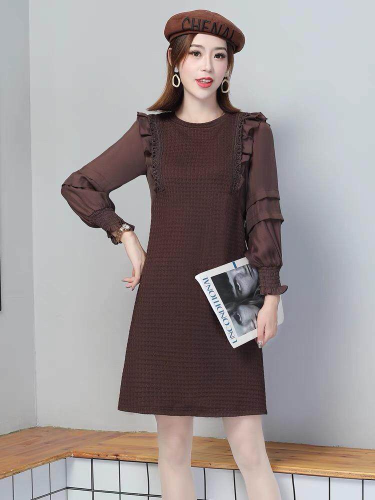 韩版拼接连衣裙，女装连衣裙，红利秀雅