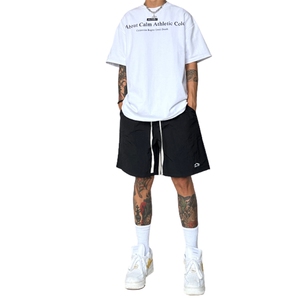 速干冰丝短裤男夏薄款潮牌美式hiphop大裤衩高街运动篮球白色裤子图片