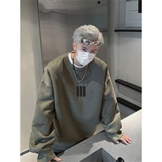 2025秋季男宽松潮流印花wyjp3910卫衣圆领麂皮绒特p35控69，男装卫衣，星座605(原A050)