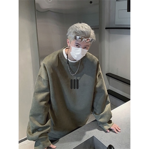 2025秋季男宽松潮流印花wyjp3910 卫衣圆领麂皮绒 特p35  控69图片