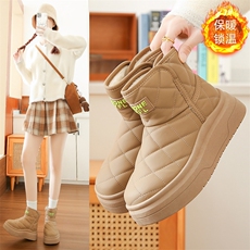 加绒高帮雪地靴女2024冬季新款学生ins韩版保暖休闲鞋棉鞋，女鞋雪地靴，电商A223