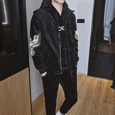 2021新款冬季男士卫衣套装金丝绒三件套韩版休闲服外套DS257T，男装卫衣，电商A102