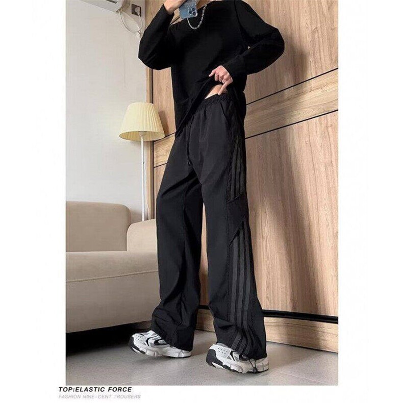 美式高街vibe直筒阔腿休闲裤男潮牌条纹设计感宽松裤子WLK799-P35,男装休闲裤,星座1008