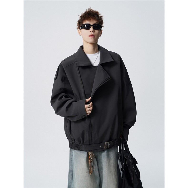双层领斜拉链设计M-5XL大码：涤纶夹克外套男78308P88控139,男装夹克,星座227-7