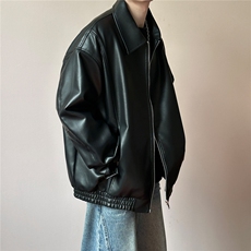 现货主推高质量皮衣外套男宽松皮夹克机车服A026P95加绒P105，男装夹克，电商A351