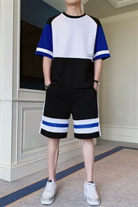 新款男士纯棉套装男夏季青少年休闲宽松帅气短袖t恤男套装F214P58,男装休闲套装,电商A086
