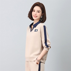 2023秋新款时尚拼色刺绣宽松卫衣女，女装卫衣/绒衫，依恋蒂丝