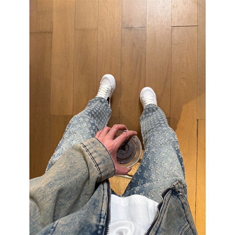 现货欧美hiphop炸街提花满印牛仔裤男K5826-P50,男装牛仔裤,星座205