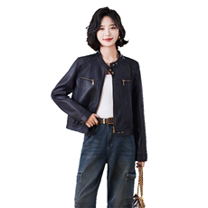 现货春秋宽松短款小个子机车PU美拉德美式复古皮衣外套女皮夹克，女装皮衣，美拉德工厂直营店