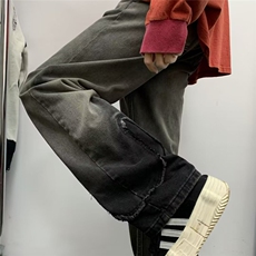 美式vibe街头设计感牛仔裤男女水洗渐变小众宽松拖地裤7022-p50，男装牛仔裤，星座1008-1