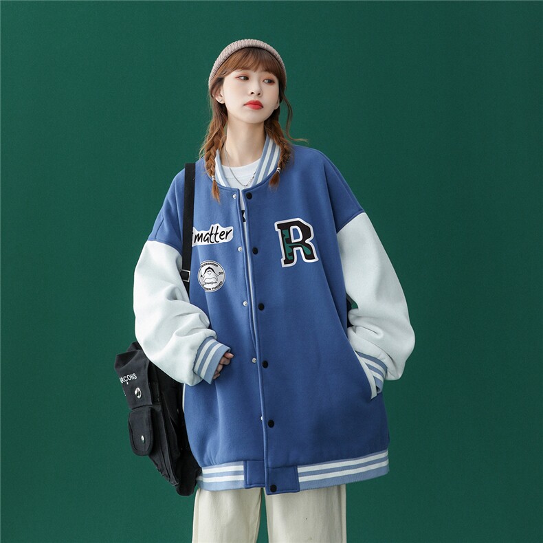 2022秋季新款简约拼接美式复古棒球服外套夹克ins潮G113--P65控88,男装夹克,A247A
