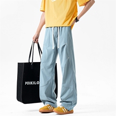 休闲裤男夏季新款港风宽松冰丝工装阔腿裤CK8202-P42，男装休闲裤，星座214-3