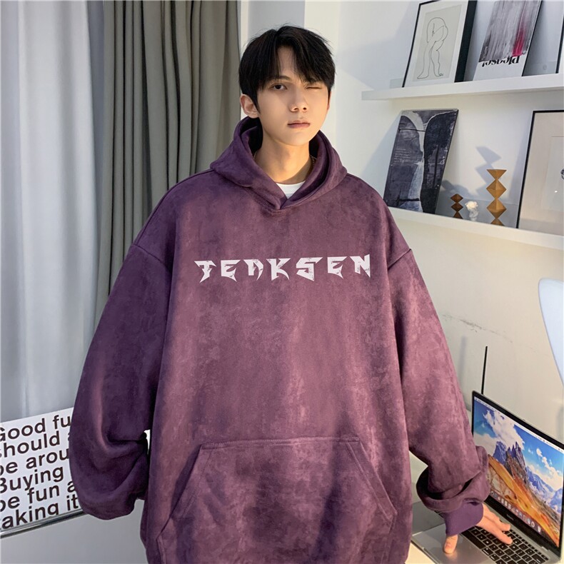 港风新款潮流翅膀印花宽松休闲连帽卫衣JK23521特批45控78,男装卫衣,星座605(原A050)