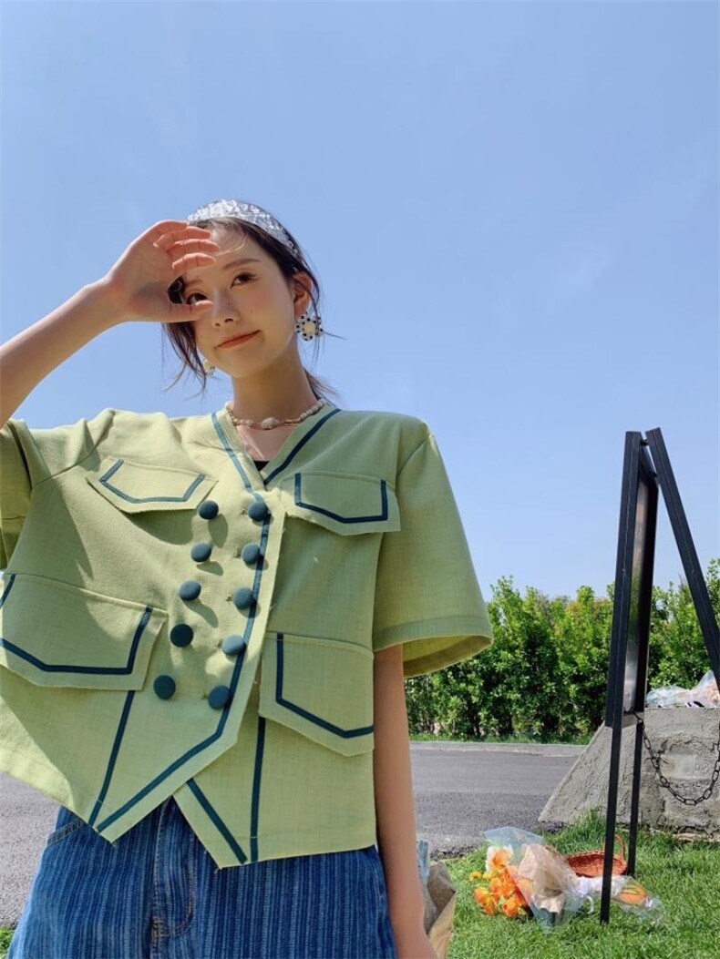 香风绿色小上衣，女装，YOUER DENG