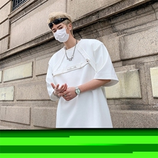 夏季高级感短袖t恤男女小众解构金属扣设计感痞帅美式上衣，男装T恤，星座410-7