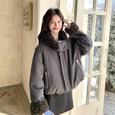 新款！羊羔毛拼接两面穿派克服外套2C133-8995-P225-K328，女装派克服，2C133