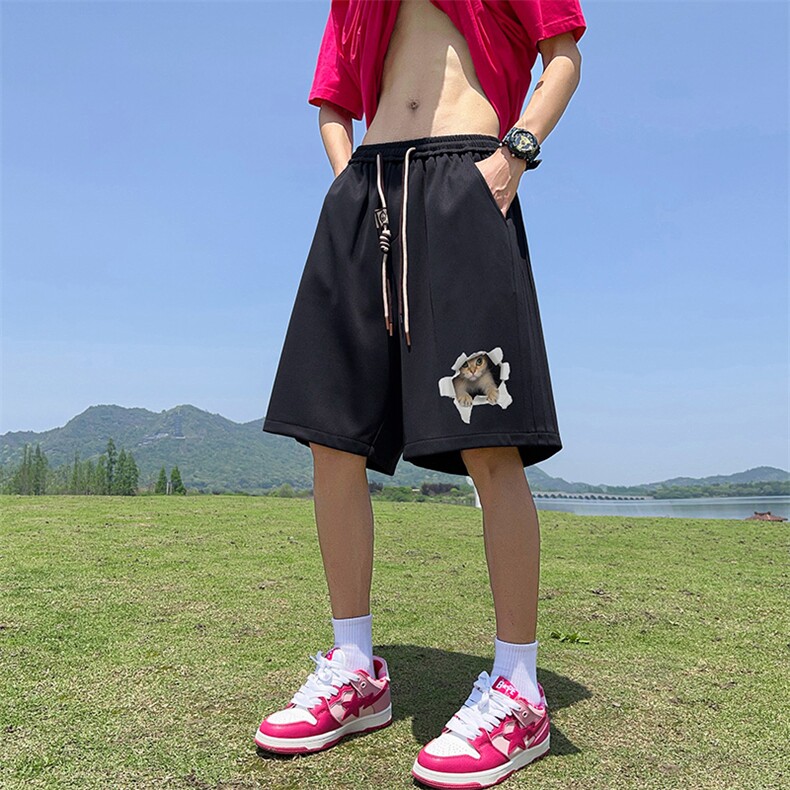 已注册直播抖音得物品质运动男五分中裤休闲短裤K365P35控48,男装牛仔裤,电商C408(原B339-1)