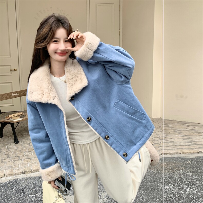 数据好主推蓝色加厚兔毛内胆工装派克服2C2369008P215K318,女装派克服,2C236