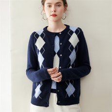 菱动格调~山羊绒针织马甲女秋冬宽松无袖毛衣设计感拼色马夹坎肩，女装羊绒衫，纳丰羊绒