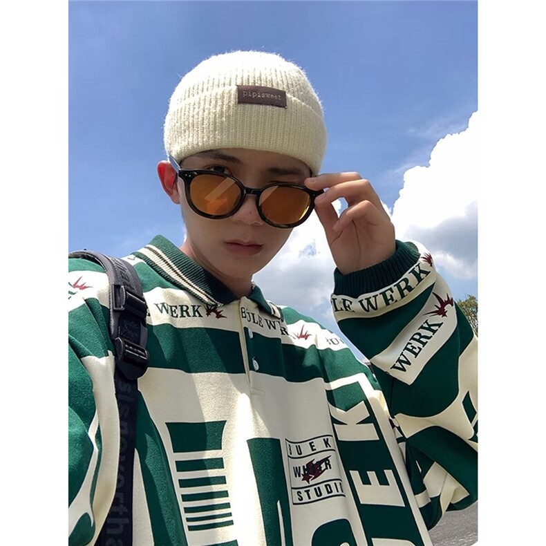 青少年春季美式高街翻领卫衣男字母印花薄款文艺长袖潮常规标准,男装卫衣,星座1210-1