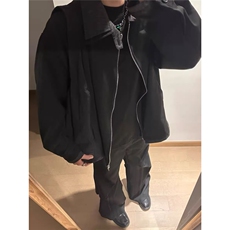 美式春秋街头短宽黑色夹克男高街Cleanfit情侣外套LHT1744-P75，男装夹克，星座1008