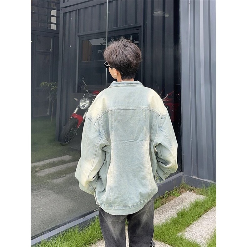 美式高街做旧水洗口袋可拆卸牛仔夹克男女复古潮牌外套JK893-P62,男装夹克,星座208-5