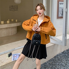 现货26早春新品连帽撞色休闲短外套2C293-W512-P155-K238，女装短外套，2C293