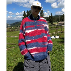 条纹仿貂毛polo领针织毛衣女秋冬设计感宽松慵懒上衣MY457，男装针织衫/毛衣，星座1116A（原606A-3）