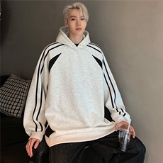 抖音得物光板供货可二开360克连帽织带拼接卫衣W087-P65，男装卫衣，电商C307A