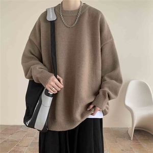 纯色毛衣秋冬cleanfit针织衫美式慵懒风宽松圆领外套6204-P42网图图片