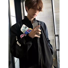钛合金双开拉链美式高街个性魔术贴刺绣棒球服学生情侣潮牌外套，女装短外套，星座506A