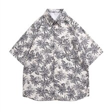 白底平铺短袖衬衫春款男港风潮流C0191P26，男装衬衫，星座1116-2