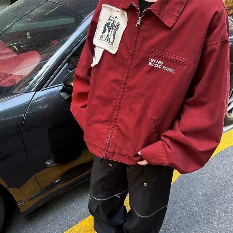 美式复古情侣宽松翻领夹克男士秋季百搭外套男装长袖W9325/P88,男装夹克,星座506