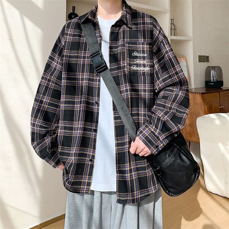 春秋季衬衫新款宽松休闲男女同款衬衣XZ102B-1-CS2512P45图片