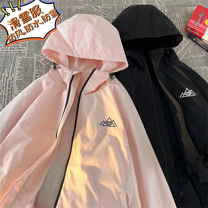冬款户外防风防水雪山印花滑雪服男女防风袖保暖时尚外套M34-P140,男装棉衣,电商A001-1