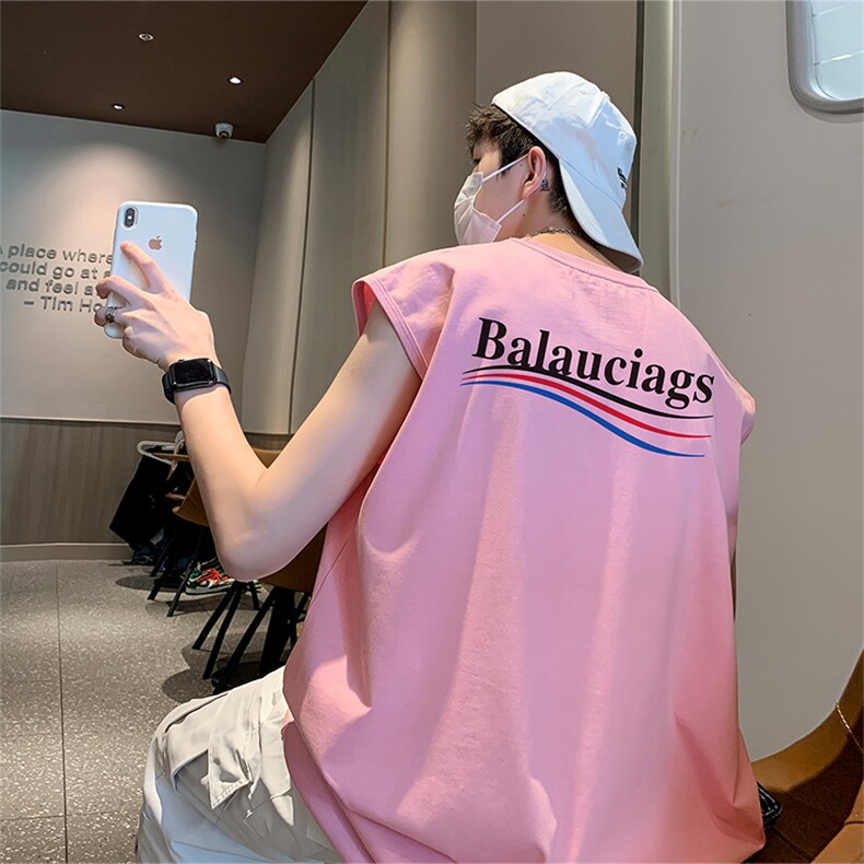 新款得物直播抖音品质纯棉250克重磅男无袖背心T恤T580P28控39，男装背心/马甲，电商C408(原B339-1)