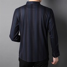 2023秋季新款男士冰丝长袖衬衫休闲男装衬衣免烫中年条纹寸衫，男装衬衫，电商B212（原钱塘6029）