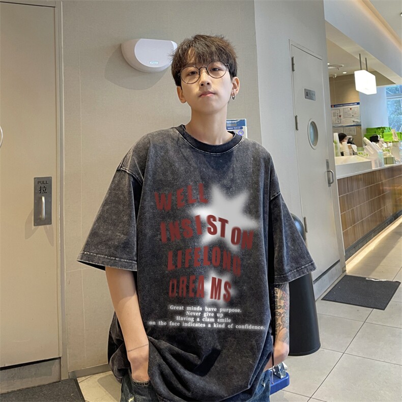 直播品质240克重磅水洗做旧无袖背心t恤男女SXT452-P32,男装T恤,电商B371