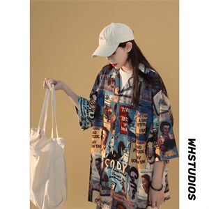2024夏季新款情侣港风宽松百搭短袖衬衫A158-CS612-P45控58,男装衬衫,电商A158-1