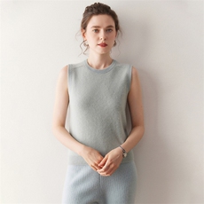 高级时尚感圆领山羊绒宽带针织背心女无袖百搭显瘦毛衣保暖内搭，女装针织衫/毛衣，绒创羊绒