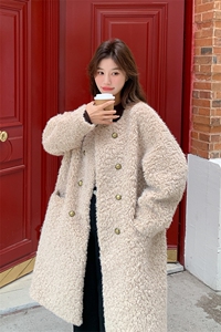 韩版气质波斯羊羔毛外套女2025冬季新款显瘦保暖长款皮毛一体大衣图片