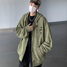 美式设计感针织连帽外套男女小众秋冬慵懒卫衣开衫毛衣MZ447-P70，男装针织衫/毛衣，星座412-2
