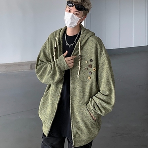 美式设计感针织连帽外套男女小众秋冬慵懒卫衣开衫毛衣MZ447-P70图片