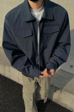 黑墙老钱风春装2026新款双拉链夹克秋季宽松短款外套男装S383特68，男装夹克，电商A233-1